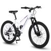 S26103 26 inch Mountain Bike for Teenagers Girls Women, Shimano 21 Speeds with Dual Disc Brakes and 100mm Front Suspension