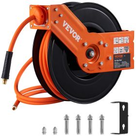 VEVOR Retractable Air Hose Reel, 3/8 IN x 50 FT Hybrid Air Hose Max 300PSI, Air Compressor Hose Reel with 5 ft Lead in, Ceiling / Wall Mount Heavy Dut