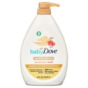 Baby Dove Sensitive Newborn Liquid Body Wash Melanin Rich Skin Nourishment, Hypoallergenic, 34 oz