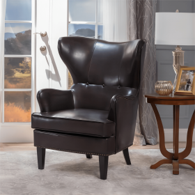 Elegant High Back Chair in Dark Brown PU Leather, Luxurious and Comfortable Design, Dimensions: 31 inches (Length) x 32.75 inches (Width) x 41.25 inch