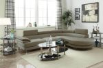 Living Room Furniture Sectional Sofa 2pc Set Grey Faux Leather Flip-up Headrest