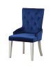 Blue and Antique Platinum Tufted Side Chair