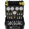 VEVOR Hydraulic Pressure Test Kit, 10/100/250/400/600bar, 5 Gauges 13 Couplings 14 Tee Connectors 5 Test Hoses, Excavator Hydraulic Test Gauge Set wit