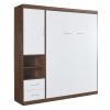 Full Size Murphy Bed Wall Bed with Cabinet,White