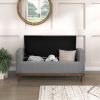 Mid-Century Modern Lift Top Storage Bench 1pc Tufted Gray Upholstered Solid Wood Walnut Finish Wooden Furniture