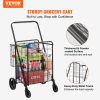 VEVOR Folding Shopping Cart, Jumbo Grocery Cart with Double Baskets, 360Â° Swivel Wheels, Heavy Duty Utility Cart, 110 LBS Large Capacity Utility Cart