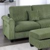 Gorgeous Sage Color 3pc Sectional Set Corduroy Upholstered LAF Sofa RAF Chaise Ottoman L-Sectional Living Room Furniture