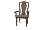 Ash Oak Set of 2pc Arm Chairs Upholstered Tufted Unique Design Dining Chairs Back Cushion Seat Dining Room