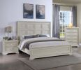 Transitional 1pc King Panel Bed Modern Aesthetics White / Cream Solid Wood Wooden Bedroom Furniture