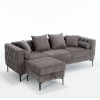 [NEW ARRIVED] [VIDEO PROVIDED]L Shaped Sectional Sofa , Convertible Storage Ottoman,Chenille ,Square Arm, Modern Tufted Couch ,3 Seater, And Nailhead,