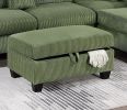 Gorgeous Sage Color 3pc Sectional Set Corduroy Upholstered LAF Sofa RAF Chaise Ottoman L-Sectional Living Room Furniture