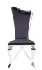 Black and Stainless Steel Side Chair with X-Shaped Back Leg (Set of 2)