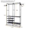 Garment Racks For Hanging Clothes, Freestanding Closet Wardrobe 66x42x14in, Clothing Shoe Organizer With 6 Shelves For Bedroom