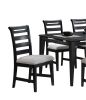 Modern 2pc Dining Chairs Black Ladder Back Frame Upholstered Cushion Seat Rubberwood Kitchen Dining Room