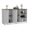 Ginger Kitchen Island, Three Open Shelves, Two Cabinets