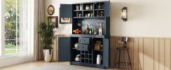 Coffee Bar Cabinet Kitchen Cabinet with Storage, Farmhouse Wine Cabinet with Drawers shelves and cabinets, Buffet Cabinet Wine & Glass Racks for Dinin