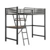 Twin Size Loft Metal&MDF Bed with Desk and Shelf, Black (Old SKU:SM001105AAB-1)