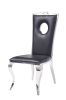 Black and Stainless Steel Side Chair with Cut-Out Back (Set of 2)