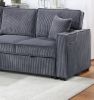 Convertible Sectional Dark Gray Color Corduroy Reversible Chaise w Storage And Sofa Pull Out Bed Pillows Living Room 2pc Set