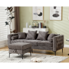 [NEW ARRIVED] [VIDEO PROVIDED]L Shaped Sectional Sofa , Convertible Storage Ottoman,Chenille ,Square Arm, Modern Tufted Couch ,3 Seater, And Nailhead,