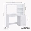 Vanity Desk with Mirror and Lights, 46.4IN Dressing Table with 2 Large Drawer&Large Vertical Organizer, 3 Level Dresser & 3 Lighting Modes Adjustable