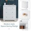 [Video]30-Inch Modern White Bathroom Vanity Cabinet with two drawers