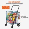 VEVOR Folding Shopping Cart, Jumbo Grocery Cart with Double Baskets, 360Â° Swivel Wheels, Heavy Duty Utility Cart, 110 LBS Large Capacity Utility Cart