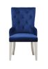 Blue and Antique Platinum Tufted Side Chair