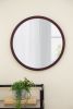 20" x 20" Circle Wall Mirror with Wooden Frame and Walnut Finish,Wall Mirror for Living Room Dining Room