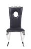 Black and Stainless Steel Side Chair with Cut-Out Back (Set of 2)