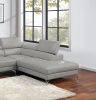 Light Gray Sectional Couch 2pc Set Living Room Faux Leather Right Facing Chaise And Left Facing Sofa Adjustable Armrest Headrest