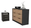 Orleans 2-Piece Bedroom Set, Nightstand and Dresser, Black and Light Oak