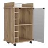 Bar Cart Baltimore, Two Tier Cabinet With Glass Door, Six Wine Cubbies, Light Oak Finish