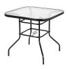 Outdoor Dining Table Square Toughened Glass Table Yard Garden Glass Table