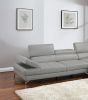 Light Gray Sectional Couch 2pc Set Living Room Faux Leather Right Facing Chaise And Left Facing Sofa Adjustable Armrest Headrest