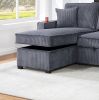 Convertible Sectional Dark Gray Color Corduroy Reversible Chaise w Storage And Sofa Pull Out Bed Pillows Living Room 2pc Set