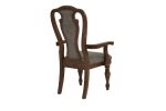 Ash Oak Set of 2pc Arm Chairs Upholstered Tufted Unique Design Dining Chairs Back Cushion Seat Dining Room