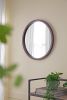 20" x 20" Circle Wall Mirror with Wooden Frame and Walnut Finish,Wall Mirror for Living Room Dining Room