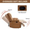 Manual Recliner Chair with Rocker and Swivel in Fabric for Living Room, Beige