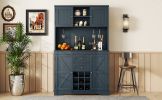 Coffee Bar Cabinet Kitchen Cabinet with Storage, Farmhouse Wine Cabinet with Drawers shelves and cabinets, Buffet Cabinet Wine & Glass Racks for Dinin