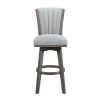 Gray Finish Set of 2 Pub Height Chairs Swivel Seat Tufted Fabric Upholstered Solid Wood Dining Furniture Transitional Style