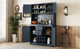 Coffee Bar Cabinet Kitchen Cabinet with Storage, Farmhouse Wine Cabinet with Drawers shelves and cabinets, Buffet Cabinet Wine & Glass Racks for Dinin