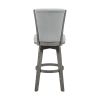 Gray Finish Set of 2 Pub Height Chairs Swivel Seat Tufted Fabric Upholstered Solid Wood Dining Furniture Transitional Style