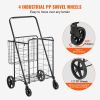 VEVOR Folding Shopping Cart, Jumbo Grocery Cart with Double Baskets, 360Â° Swivel Wheels, Heavy Duty Utility Cart, 110 LBS Large Capacity Utility Cart