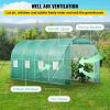 VEVOR Walk-in Tunnel Greenhouse, 14.8x6.6x6.6 ft Portable Plant Hot House w/ Galvanized Steel Hoops, 1 Top Beam, Diagonal Poles, Zippered Door & 8 Rol