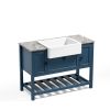 Solid Wood Bathroom Vanities Without Tops 48 in. W x 20 in. D x 33.60 in. H Bath Vanity in blue