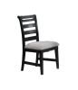 Modern 2pc Dining Chairs Black Ladder Back Frame Upholstered Cushion Seat Rubberwood Kitchen Dining Room