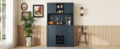 Coffee Bar Cabinet Kitchen Cabinet with Storage, Farmhouse Wine Cabinet with Drawers shelves and cabinets, Buffet Cabinet Wine & Glass Racks for Dinin