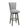 Gray Finish Set of 2 Pub Height Chairs Swivel Seat Tufted Fabric Upholstered Solid Wood Dining Furniture Transitional Style