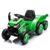 12V Kids Ride On Electric Tractor Black Knight,Kids Ride On Toy.2WD,Non-skid tires, steering wheel, foot pedal,With Removable storage tug,Light,Blueto